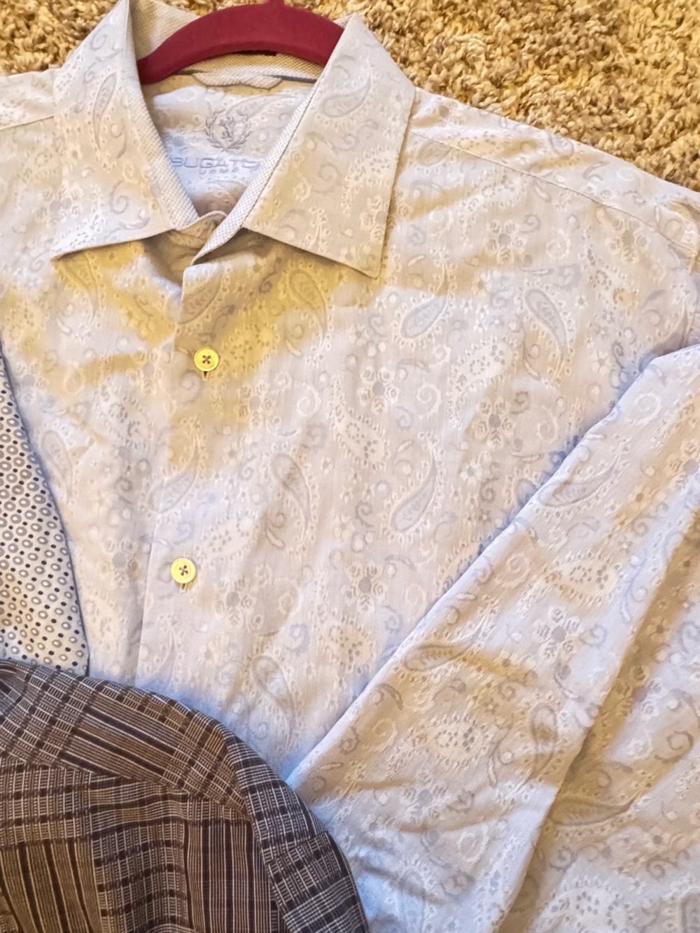 Bugatchi Men's Button-Down Shirt in Navy and Brown Plaid - Picture 5 of 7
